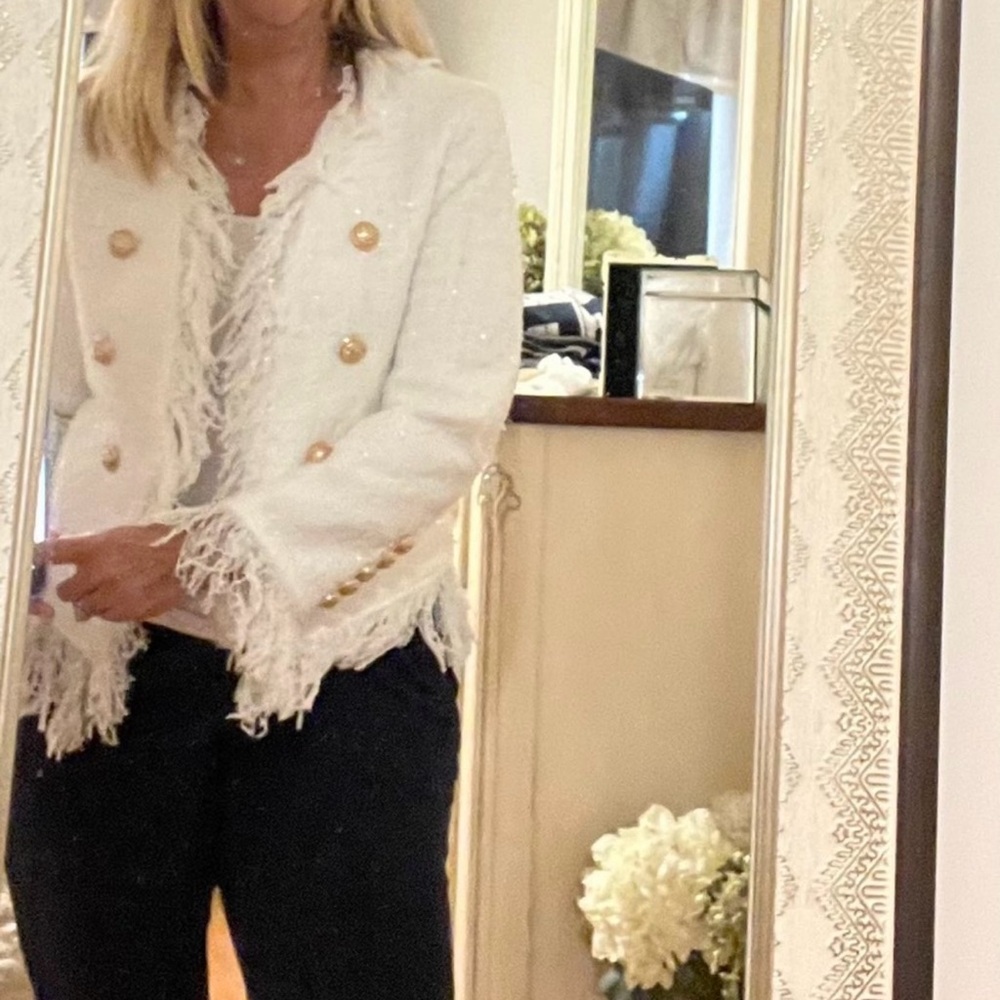 NWTY White and lurex running through it. Gorgeous jacket. Dress it up or down.